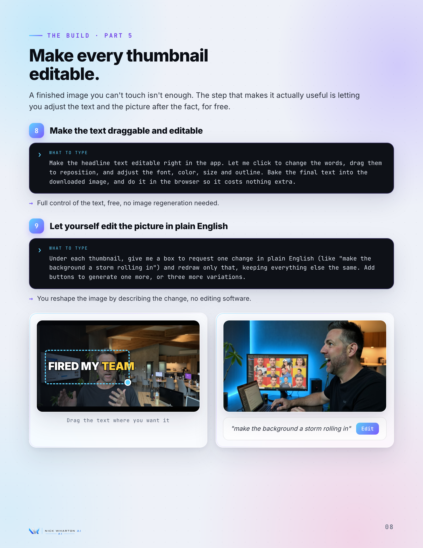 A guide page on making the headline text draggable and editable inside the app, free