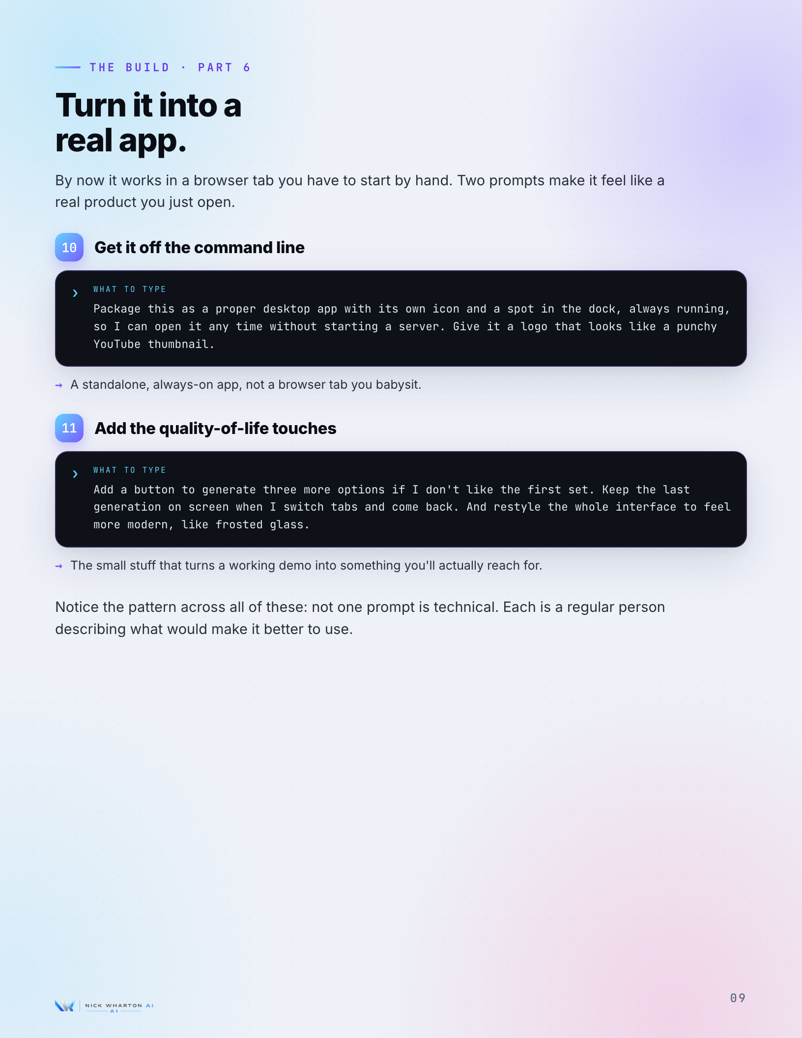 The Build Part 6 page: turn it into a real desktop app