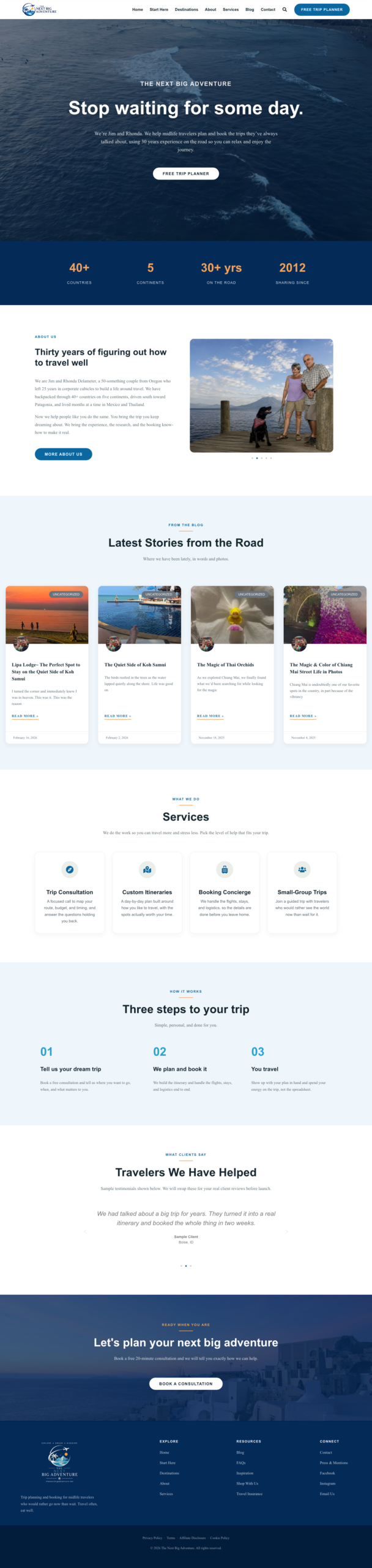The Next Big Adventure home page